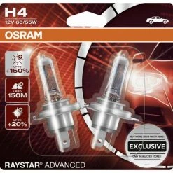 Osram Halogenlampe H4 Raystar Advanced +150% 12V 60/55W 4052899613751 Osram Advanced Osram Raystar Gll