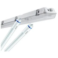 OSRAM Ledvance Feuchtraumwannenleuchte DAMP PROOF 1500mm Ohne VG Für 2x LED Tube 230 Volt Inkl. Philips CorePro LEDtube 1500mm 20 Watt 840 4000 Kelvin Neutralweiss G13 Glas