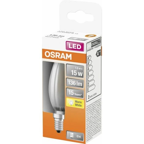 Osram LED Leuchtmittel Retrofit Classic B E14 1,5 W, Warmweiß, Weiß Matt Osram Classic Led 0773706594 Led 2 Osram LED Leuchtmittel Retrofit Classic B E14 1,5 W, Warmweiß, Weiß Matt Osram Classic Led 0773706594 Led – Bild 2