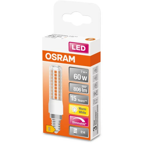 OSRAM LED Superstar Special T SLIM, Dimmbare Schlanke LED-Spezial Lampe, E14 Sockel, Warmweiß (2700K), Ersatz Für Herkömmliche 60W-Leuchtmittel, 1er-Pack 2 OSRAM LED Superstar Special T SLIM, Dimmbare Schlanke LED-Spezial Lampe, E14 Sockel, Warmweiß (2700K), Ersatz Für Herkömmliche 60W-Leuchtmittel, 1er-Pack – Bild 2
