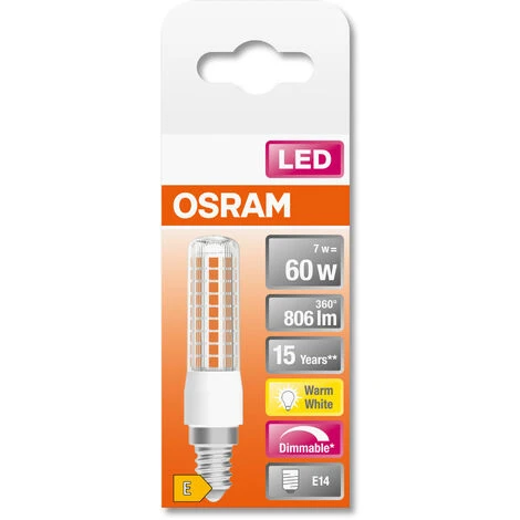 OSRAM LED Superstar Special T SLIM, Dimmbare Schlanke LED-Spezial Lampe, E14 Sockel, Warmweiß (2700K), Ersatz Für Herkömmliche 60W-Leuchtmittel, 1er-Pack 3 OSRAM LED Superstar Special T SLIM, Dimmbare Schlanke LED-Spezial Lampe, E14 Sockel, Warmweiß (2700K), Ersatz Für Herkömmliche 60W-Leuchtmittel, 1er-Pack – Bild 3