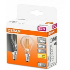 Osram LED Leuchtmittel Retrofit CL P 40 E14 4W 2er Pack, Warmweiß, Klar 07737011597242 0773706348 Led Osram Osram